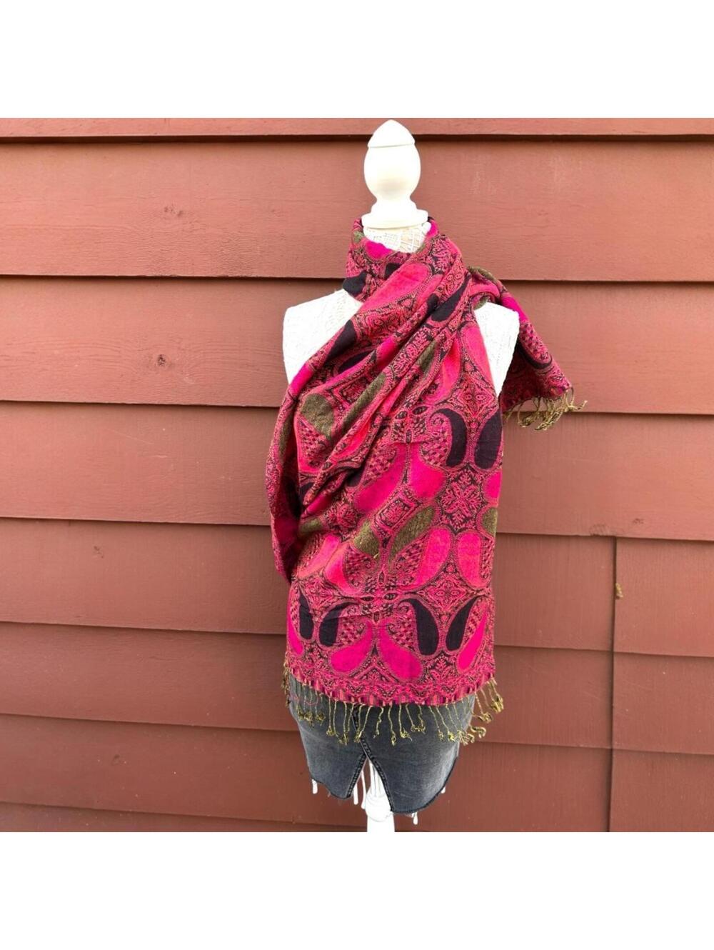 Pink & Green Pashmina Scarf
